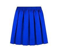 Style Lockers® Girls Back to School Uniform Skirts Summer Formal Dress Bottom Round Elasticated Waist Box Pleated Skirt Stretch (Royal Blue, 11-12 Years)