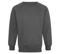 Style Lockers® Kids Boys Sweatshirt Back to School Fleece Plain Jumper Round Neck Pullover Uniform Top Sweater Raglan Sleeve Charcoal 13 Years