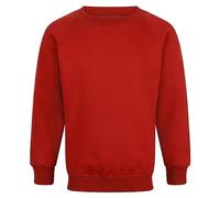 Style Lockers® Kids Boys Sweatshirt Back to School Fleece Plain Jumper Round Neck Pullover Uniform Top Sweater Raglan Sleeve Red 7-8 Years