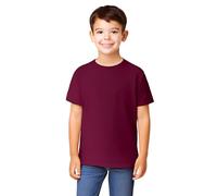 Style Lockers Kids Plain T-Shirt Boys Cotton Crew Neck Short Sleeve School PE Casual Basic Tee Top Wine 11-12 Years