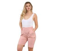 Style Lockers® Ladies Cherry Berry Shorts - Women Plain Capri Length Stretch Fit Pull On Elasticated Waist Summer Crop Short Pants (Pink, UK 16)