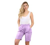 Style Lockers® Ladies Cherry Berry Shorts, Women Plain Capri Length Stretch Fit Pull On Elasticated Waist Summer Crop Short Pants (Lilac, 14)