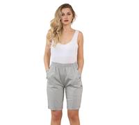 Style Lockers® Ladies Cherry Berry Shorts - Women Plain Capri Length Stretch Fit Pull On Elasticated Waist Summer Crop Short Pants (Light Grey, UK 10)
