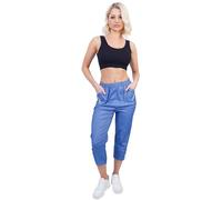 Style Lockers® Womens Cherry Berry Capri Trousers Ladies Three Quarter 3/4 Length Trouser Stretch Elasticated Waist Summer Cropped Pants Shorts (Indigo, 12)
