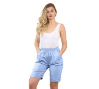 Style Lockers® Womens Cherry Berry Shorts, Ladies Plain 1/2 Length Stretch Fit Pull On Elasticated Waist Summer Crop Short Pant Sky Blue 20