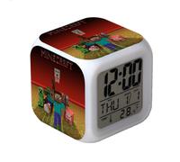 (Style M) Clock Alarm Minecraft Led Night Light Colourful Desktop Decoration Changing