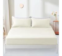 Style Mattress Protector Waterproof King Mattress Cover, 150x200cm, 30cm Deep Pocket Fitted Sheet with Elastic Rubber Band - Cream