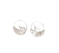 style moon-shaped earrings with white shell, designed by the Silk Road in Dunhuang.