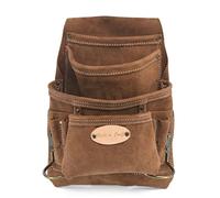 Style n Craft 10-Pocket Carpenter’s Nail and Tool Pouch, Heavy-Duty Suede Leather Pouch, Dark Tan (88923)