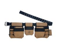 Style n Craft - 4 Piece 12 Pocket Carpenter's Tool Belt Combo, Heavy-Duty Waterproof Canvas Tool Belt Combo, Brown (97425)