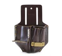 Style N Craft 4 Pocket Pliers, Hammer, Pencils & Tape Holder, Full-Grain Leather Tool Pouch, Multi Tool Holder, Dark Tan (#98017)