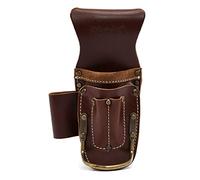 Style n Craft - 5 Pocket Pliers and Hammer Holder, Full-Grain Leather Tool Pouch, Multi Tool Holder, Dark Tan (98016)