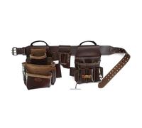 Style n Craft 98464 - 4 Piece 22 Pocket Electrician's Tool Belt Combo in Dark Tan Top Grain Leather