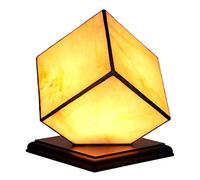 Style Night Light, Stained Glass Square Table Lamp, E14, Vintage Bedside Reading Desk Lamp for Bedroom Living Room Study Decorative Lighting, 22 * 24CM