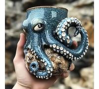 Style Pirate Beer Mug,3D Octopus/Sea Monster Design Beer Mug,Unique Ceramic Drinkware For Home Bar,Great For Marine Life Lovers Home Office Kitchen Decoration Collection Gift