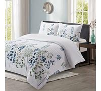 Style Quarters 100% Polyester Floral Blue Duvet Cover Queen with 1 Duvet Cover and 2 Pillow Shams (King)