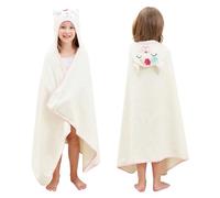 Style Quarters Baby Bath Towel - 100% Cotton Terry Soft Hooded Towel Cartoon Alpaca Baby Beach Towels Super Absorbent Large Embroidery Kids Hooded Bath Toddler Towel with 50"x30"(Milky White Alpaca)