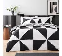 Style Sisters Bold Geo 200 Thread Count Cotton Super King Duvet Cover Set with Pillowcases Black White
