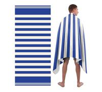 Style Slice Beach Towel - Sand Free Quick Dry Lightweight Microfibre Beach Towel for Adults, Includes Mesh Bag - Royal Blue Stripe, Extra Large 180x90cm