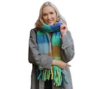 Style Slice Blanket Scarf Women Ladies Scarves Oversized Scarf Tartan Scottish Blanket Shawl Winter Wraps Scarves Women Winter Scarfs Women Pink Grey Black Mustard Red (dark blue =01)