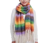 Style Slice Blanket Scarf Women Ladies Scarves Oversized Scarf Tartan Scottish Blanket Shawl Winter Wraps Scarves Women Winter Scarfs Women, Rainbow