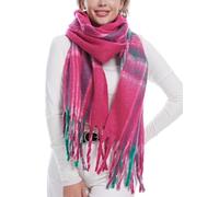 Style Slice Blanket Scarf Women Ladies Scarves Oversized Scarf Tartan Scottish Blanket Shawl Winter Wraps Scarves Women Winter Scarfs Women, Rose Red