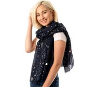 Style Slice Evening Star Sparkle Scarves for Women Lightweight Shawl Wedding Foil Print Scarf Wrap Stars and Moons
