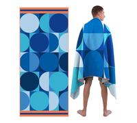 Style Slice Microfibre Beach Towel Extra Large - Sand Free Quick Dry Lightweight Beach Towels for Adults, Includes Mesh Bag - Geometric Circles Blue, 200x90cm