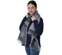 Style Slice Scarf for Women UK, Long Warm Star Winter Blanket Ladies Scarf, Birthday Xmas Christmas Gifts For Women, Black Grey