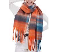 Style Slice Women's Scarves, Ladies Oversized Winter Scarf for Women Uk Scottish Blanket Shawl Tartan Wraps Scarfs Women, Orange