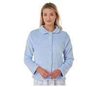 Style Smart Bed Jackets for Women UK, Plush Feel Ladies Housecoats Pyjama Tops, Pink and Blue Coral Fleece Jacket Women,Buttoned Front Dressing Gowns Warm and cosy Size 8-26 (Blue,12-14)