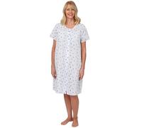 Style Smart Button Front Nightdresses for Women UK, Super Comfy Nightshirt for Young and Elderly, Soft Cotton Front Nighties for Women Plus Size - Maternity Nighdress UK 10-26 Blue