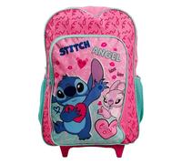 Style Smart Kids Character Luggage Cabin Trolley Case | Wheeled Suitcase for Boys & Girls | Lightweight Hand Luggage Backpack with Adjustable Handle | Multiple Pockets (Pink Stitch & Angel)