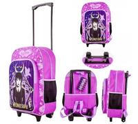 Style Smart Kids Character Luggage Cabin Trolley Case | Wheeled Suitcase for Boys & Girls | Lightweight Hand Luggage Backpack with Adjustable Handle | Multiple Pockets & Shoulder Strap (Wednesday)