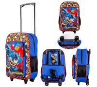 Style Smart Kids Character Luggage Cabin Trolley Case | Wheeled Suitcase for Boys & Girls | Lightweight Hand Luggage Backpack with Adjustable Handle | Multiple Pockets & Shoulder Strap (Batman)