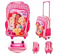 Style Smart Kids Character Luggage Cabin Trolley Case | Wheeled Suitcase for Boys & Girls | Lightweight Hand Luggage Backpack with Adjustable Handle | Multiple Pockets & Shoulder Strap (Pink Princess)