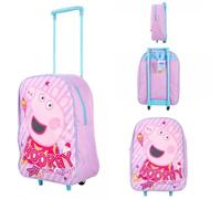 Style Smart Kids Folding Trolley Bag | 16-Inch Lightweight Rolling Suitcase for Boys & Girls | Foldable School & Travel Kid Luggage with Adjustable Handle (Purple Peppa Pig)