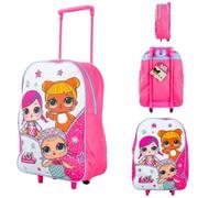 Style Smart Kids Folding Trolley Bag | 16-Inch Lightweight Rolling Suitcase for Boys & Girls | Foldable School & Travel Kid Luggage with Adjustable Handle (Pink LOL)