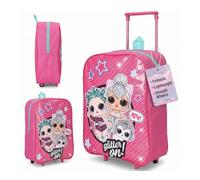 Style Smart Kids Folding Trolley Bag | 16-Inch Lightweight Rolling Suitcase for Boys & Girls | Foldable School & Travel Kid Luggage with Adjustable Handle (Glitter On LOL)