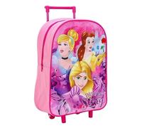 Style Smart Kids Folding Trolley Bag | 16-Inch Lightweight Rolling Suitcase for Boys & Girls | Foldable School & Travel Kid Luggage with Adjustable Handle (Disney Princess)