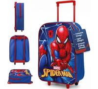 Style Smart Spiderman Kids Folding Trolley Bag 16 Inch Lightweight Rolling Cabin Suitcase for Boys Foldable School Holiday Travel Carry-On Hand Luggage with Adjustable Handle and Wheels Red