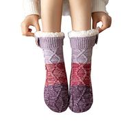 Style Socks Women's Winter Super Soft Warm Cozy Fuzzy Fleece Lined With Grippers Slipper Socks 4mm Neoprene Socks