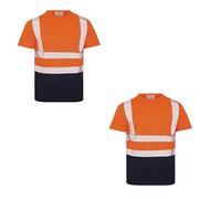 Style Spot 2 Pack Hi Vis T Shirts for Men High Visibility Workwear Round Neck Hi Viz Safety Shirt, Security Work Utility Breathable Reflective Shirt Orange Navy Large