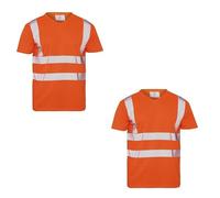 Style Spot 2 Pack Hi Vis T Shirts for Men High Visibility Workwear V Neck Hi Viz Safety Shirt, Security Work Utility Breathable Reflective Shirt Orange XL