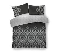 Style Spot 3D Triangle Printed Empire Damsk Reversible Polyester-Cotton Bedding Set with Pillow Case Duvet Cover Quilt Set (Black, Double)