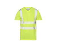 Style Spot Hi Vis T Shirts for Men High Visibility Workwear V Neck Hi Viz Safety Shirt, Security Work Utility Breathable Reflective Shirt Green XL