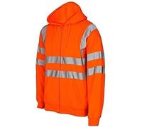 Style Spot High Visibility Hooded | Hi Viz Vis Sweatshirt Safety Security | Jumper Hoody Top Pullover or Zip | 2 Tone and Plain (Orange/Zip Up, Medium)