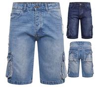 Style Spot Mens Cargo Shorts Casual Denim Jeans Shorts Heavy Duty Half Pants Multi Pockets Workwear Regular Fit Knee Length Combat Summer Pants|Light Blue 34