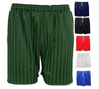 Style Spot Pack of 2 Unisex School Pe Shorts Shadow Stripe Boys Girls Kids Back to School Gym Football Games Sports Pull Up Shorts (Green, 4-5 Year)