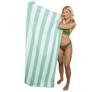 Style Spot Sand Free Extra-Large Jumbo Beach Cotton Towels Lightweight Soft and Quick Dry Swim beach Towel with Multi-Options for Outdoor Traveling on Vacation (Cabana Stripe, Sage Green)